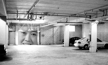 Basement garage. Woman from the past.