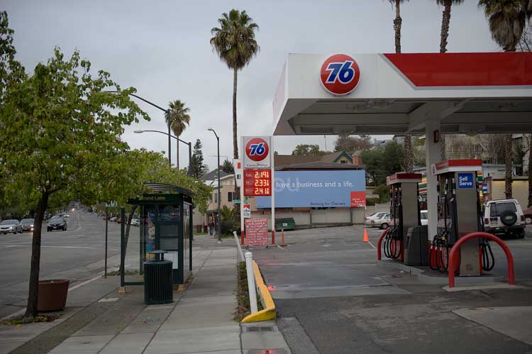 March 2nd gas prices in Oakland.